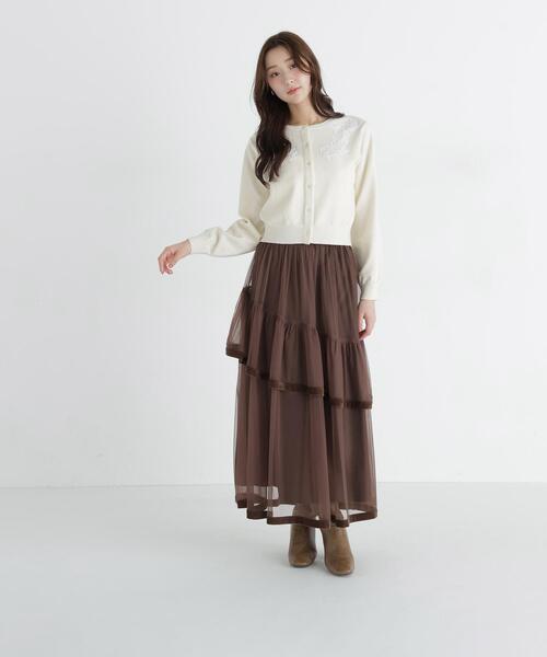 NATURAL BEAUTY BASIC(ナチュラルビューティーベーシック)の「フワラーモチーフカーディガン(カーディガン/ボレロ・レディース・グレー/オフホワイト/ラベンダー・FREE)」の19枚目の写真