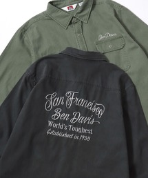 BEN DAVIS | BEN DAVIS/ベンデイビス FADED TWILL EMB SHIRT/オーバーサイズ ヴィンテージ加工 バックプリント刺繍 ツイルシャツ/ワークシャツ/レディース メンズ(シャツ/ブラウス)