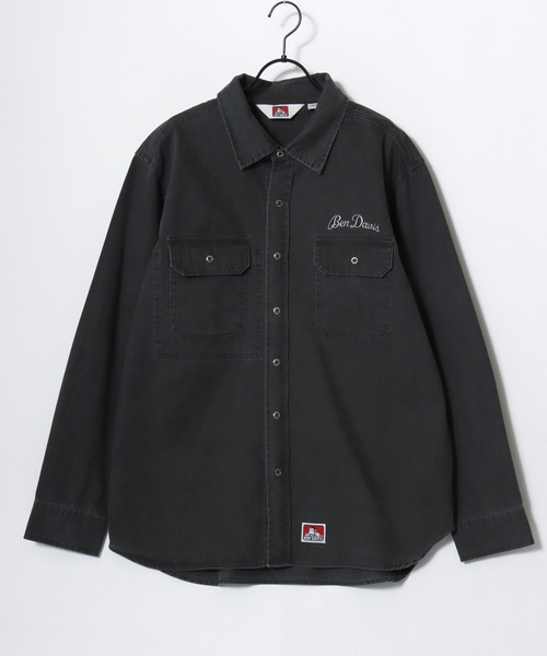 BEN DAVIS(ベンデイビス)の「BEN DAVIS/ベンデイビス FADED TWILL EMB SHIRT/オーバーサイズ ヴィンテージ加工 バックプリント刺繍 ツイルシャツ/ワークシャツ/レディース メンズ(シャツ/ブラウス・メンズ・チャコール/ブルー/カーキ・M/L/XL)」の10枚目の写真