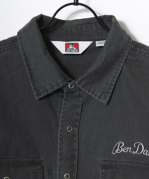 BEN DAVIS(ベンデイビス)の「BEN DAVIS/ベンデイビス FADED TWILL EMB SHIRT/オーバーサイズ ヴィンテージ加工 バックプリント刺繍 ツイルシャツ/ワークシャツ/レディース メンズ(シャツ/ブラウス・メンズ・チャコール/ブルー/カーキ・M/L/XL)」の16枚目の写真