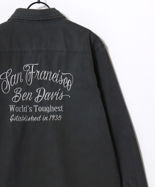 BEN DAVIS(ベンデイビス)の「BEN DAVIS/ベンデイビス FADED TWILL EMB SHIRT/オーバーサイズ ヴィンテージ加工 バックプリント刺繍 ツイルシャツ/ワークシャツ/レディース メンズ(シャツ/ブラウス・メンズ・チャコール/ブルー/カーキ・M/L/XL)」の5枚目の写真