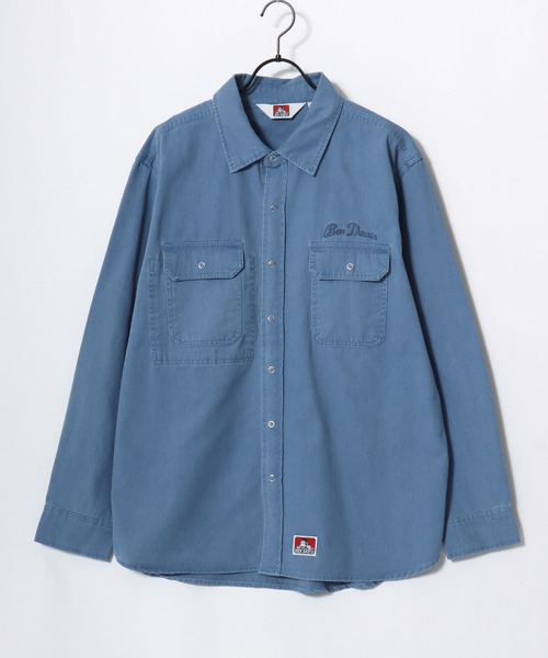 BEN DAVIS(ベンデイビス)の「BEN DAVIS/ベンデイビス FADED TWILL EMB SHIRT/オーバーサイズ ヴィンテージ加工 バックプリント刺繍 ツイルシャツ/ワークシャツ/レディース メンズ(シャツ/ブラウス・メンズ・チャコール/ブルー/カーキ・M/L/XL)」の14枚目の写真