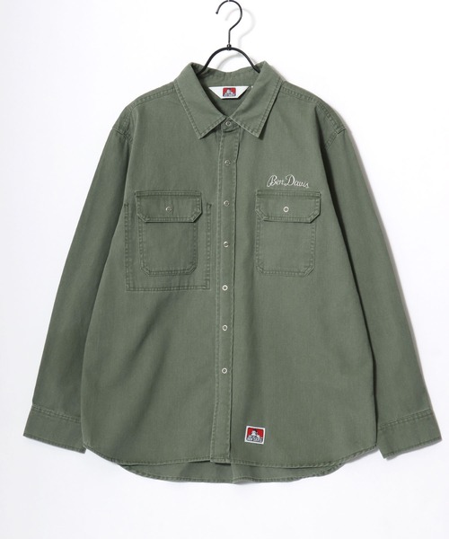 BEN DAVIS(ベンデイビス)の「BEN DAVIS/ベンデイビス FADED TWILL EMB SHIRT/オーバーサイズ ヴィンテージ加工 バックプリント刺繍 ツイルシャツ/ワークシャツ/レディース メンズ(シャツ/ブラウス・メンズ・チャコール/ブルー/カーキ・M/L/XL)」の12枚目の写真