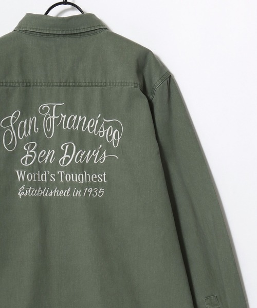 BEN DAVIS(ベンデイビス)の「BEN DAVIS/ベンデイビス FADED TWILL EMB SHIRT/オーバーサイズ ヴィンテージ加工 バックプリント刺繍 ツイルシャツ/ワークシャツ/レディース メンズ(シャツ/ブラウス・メンズ・チャコール/ブルー/カーキ・M/L/XL)」の7枚目の写真