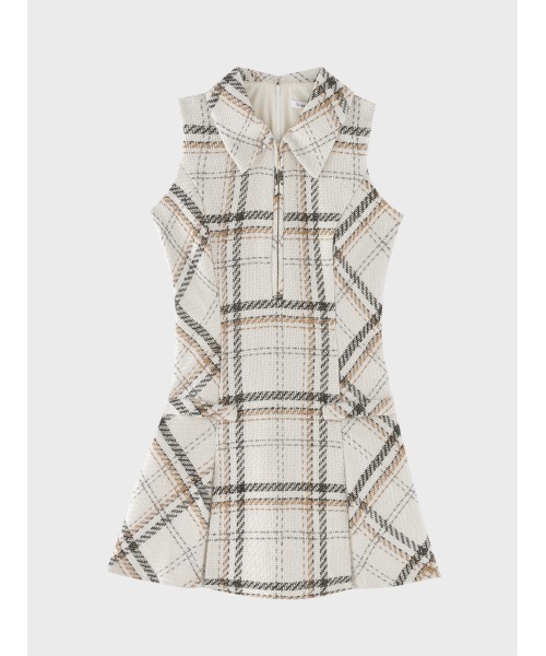 M me eme(エムミーエメ)の「Tweed check fit line mini onepiece(eme11106)(ワンピース・レディース・レッド/ホワイト・XS/FREE)」の4枚目の写真