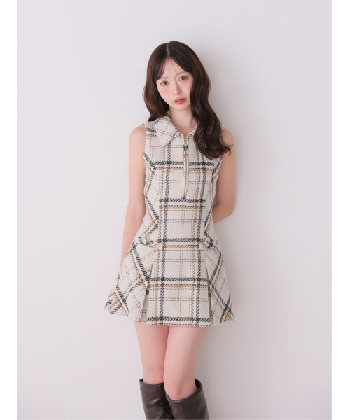 M me eme(エムミーエメ)の「Tweed check fit line mini onepiece(eme11106)(ワンピース・レディース・レッド/ホワイト・XS/FREE)」の14枚目の写真