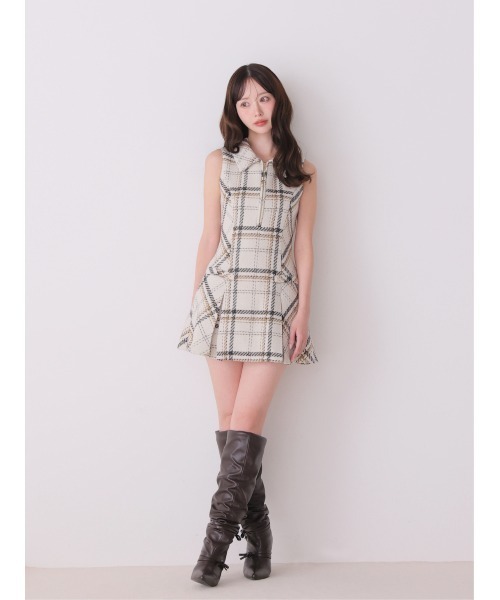 M me eme(エムミーエメ)の「Tweed check fit line mini onepiece(eme11106)(ワンピース・レディース・レッド/ホワイト・XS/FREE)」の15枚目の写真