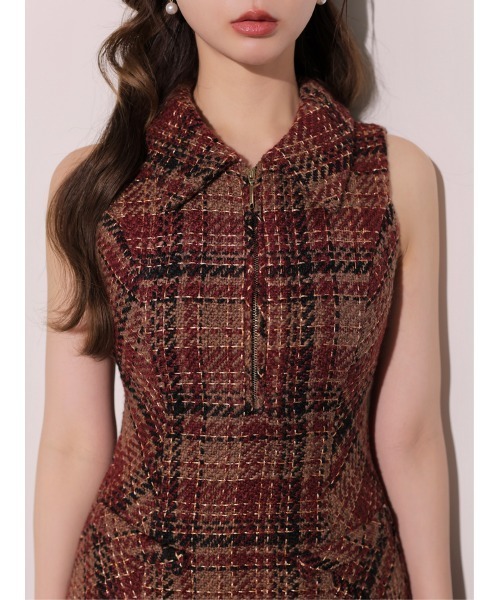 M me eme(エムミーエメ)の「Tweed check fit line mini onepiece(eme11106)(ワンピース・レディース・レッド/ホワイト・XS/FREE)」の13枚目の写真