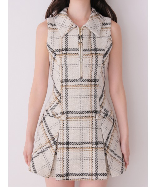 M me eme(エムミーエメ)の「Tweed check fit line mini onepiece(eme11106)(ワンピース・レディース・レッド/ホワイト・XS/FREE)」の16枚目の写真