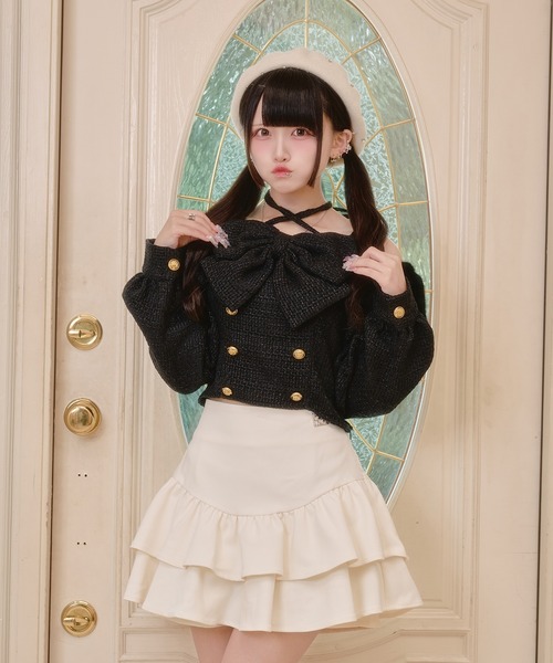 Pal elfy（パルエルフィー）の「ビックリボンファーオフショルトップス（シャツ/ブラウス・レディース・ブラック/オフホワイト/ブラウン系その他・フリー）」の20枚目の写真