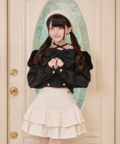 Pal elfy（パルエルフィー）の「ビックリボンファーオフショルトップス（シャツ/ブラウス・レディース・ブラック/オフホワイト/ブラウン系その他・フリー）」の21枚目の写真