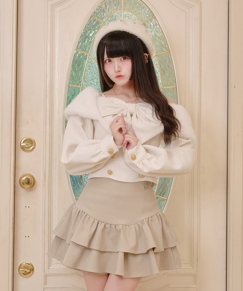 Pal elfy（パルエルフィー）の「ビックリボンファーオフショルトップス（シャツ/ブラウス・レディース・ブラック/オフホワイト/ブラウン系その他・フリー）」の9枚目の写真