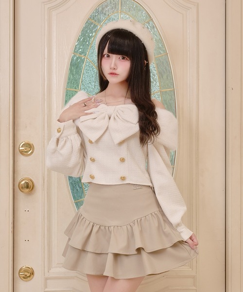 Pal elfy（パルエルフィー）の「ビックリボンファーオフショルトップス（シャツ/ブラウス・レディース・ブラック/オフホワイト/ブラウン系その他・フリー）」の12枚目の写真