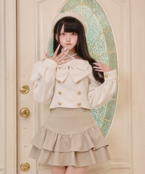 Pal elfy（パルエルフィー）の「ビックリボンファーオフショルトップス（シャツ/ブラウス・レディース・ブラック/オフホワイト/ブラウン系その他・フリー）」の14枚目の写真