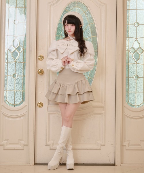 Pal elfy（パルエルフィー）の「ビックリボンファーオフショルトップス（シャツ/ブラウス・レディース・ブラック/オフホワイト/ブラウン系その他・フリー）」の17枚目の写真
