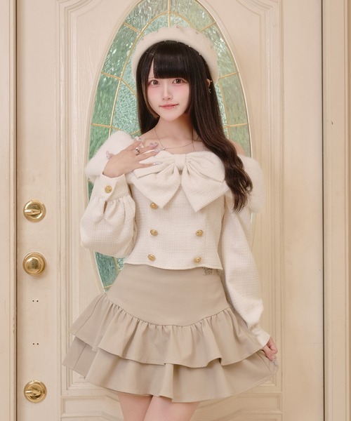 Pal elfy（パルエルフィー）の「ビックリボンファーオフショルトップス（シャツ/ブラウス・レディース・ブラック/オフホワイト/ブラウン系その他・フリー）」の10枚目の写真