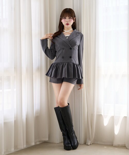 Belle Charme(ベルシャルム)の「【Belle Charme】Double Button Peplum Jacket(その他トップス・レディース・ブラック系その他/グレー/ベージュ・FREE)」の5枚目の写真