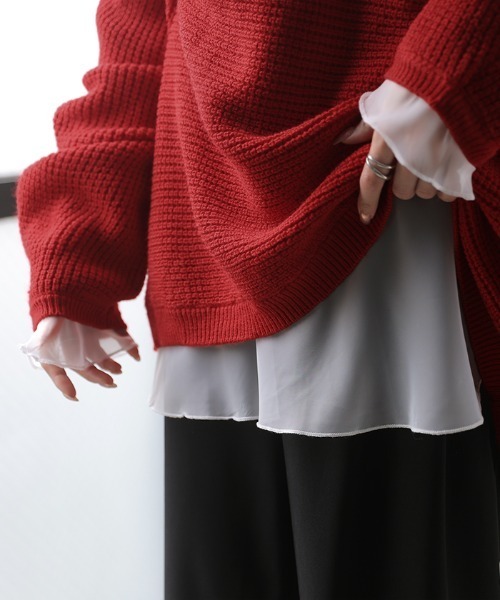 HUG.U(ハグユー)の「「レイヤードに最適」シアードッキングロンT(Tシャツ/カットソー・レディース・ブラック/ホワイト/ネイビー/ブラウン・FREE)」の5枚目の写真
