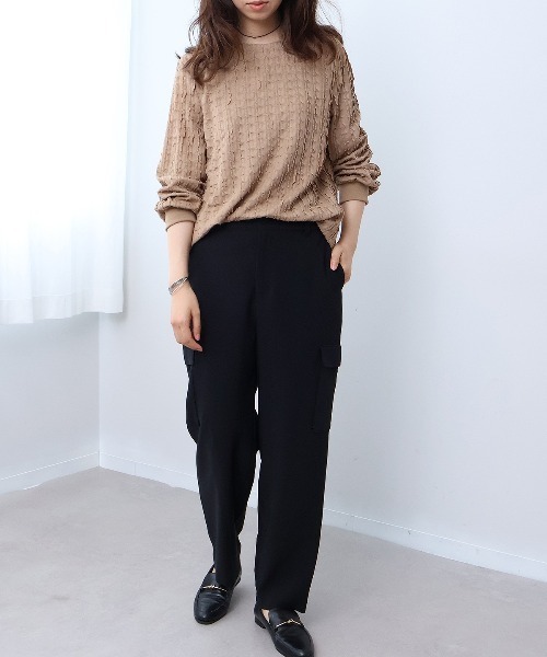 leswel(レスウェル)の「【M~5L】ダブルクロステーパードパンツ(その他パンツ・レディース・ブラウン/ブラック・M/5L/4L/3L/LL/L)」の12枚目の写真