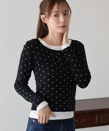 ヘンリーネックドットロングTシャツ