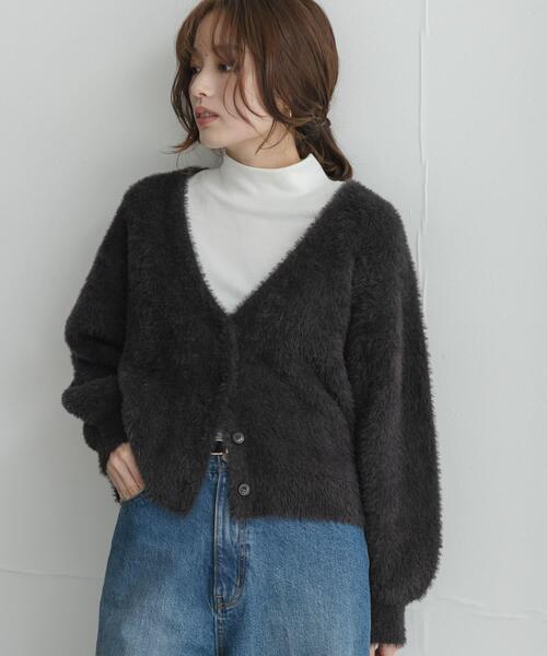 URBAN RESEARCH Sonny Label(アーバンリサーチサニーレーベル)の「フェザーダブルフェイスカーディガン(カーディガン/ボレロ・レディース・アイボリー/チャコールグレー/ライトブルー・FREE)」の3枚目の写真