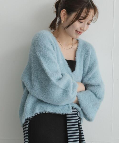 URBAN RESEARCH Sonny Label(アーバンリサーチサニーレーベル)の「フェザーダブルフェイスカーディガン(カーディガン/ボレロ・レディース・アイボリー/チャコールグレー/ライトブルー・FREE)」の1枚目の写真