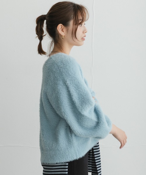 URBAN RESEARCH Sonny Label(アーバンリサーチサニーレーベル)の「フェザーダブルフェイスカーディガン(カーディガン/ボレロ・レディース・アイボリー/チャコールグレー/ライトブルー・FREE)」の14枚目の写真