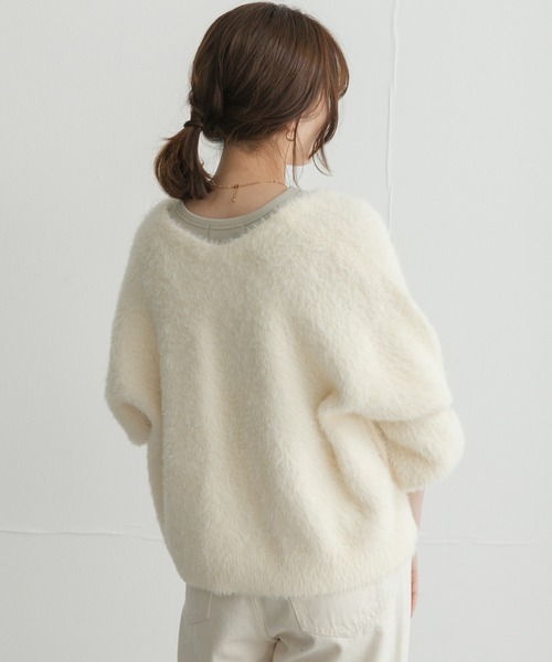 URBAN RESEARCH Sonny Label(アーバンリサーチサニーレーベル)の「フェザーダブルフェイスカーディガン(カーディガン/ボレロ・レディース・アイボリー/チャコールグレー/ライトブルー・FREE)」の8枚目の写真