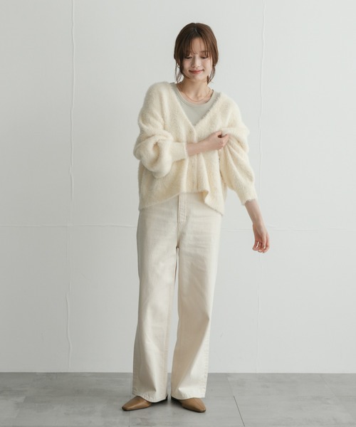 URBAN RESEARCH Sonny Label(アーバンリサーチサニーレーベル)の「フェザーダブルフェイスカーディガン(カーディガン/ボレロ・レディース・アイボリー/チャコールグレー/ライトブルー・FREE)」の9枚目の写真