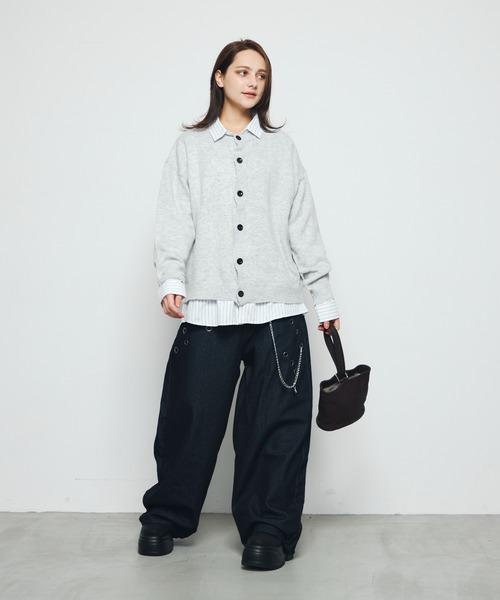 DAZE(デイズ)の「クルーネック ニットカーディガン(ニット/セーター・メンズ・ブラック系/グレー・MEDIUM/LARGE)」の6枚目の写真