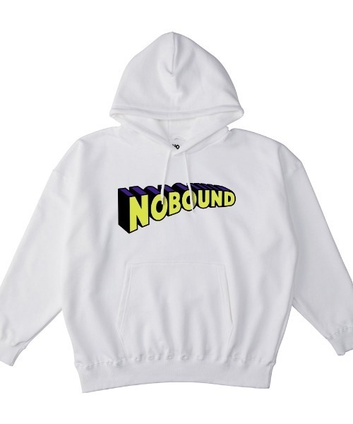 NOBOUND(ノーバウンド)の「NOBOUND(ノーバウンド) プルパーカー スウェット 裏毛 3Dロゴ プリント ビッグシルエット メンズ レディース ユニセックス(パーカー・メンズ・ホワイト/ダークブルー/ヘザーグレー/ブラック・M/XL/L)」の2枚目の写真