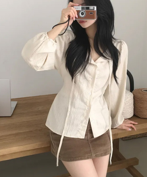 VIVID LADY(ビビッドレディー)の「ダブルストラップ パフスリーブブラウス(シャツ/ブラウス・レディース・ブラック/クリーム/アイボリー・FREE)」の17枚目の写真
