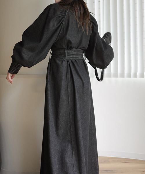 WILLFULLY（ウィルフリー）の「waist ribbon raglan volume sleeve OP（ワンピース・レディース・ブラウン/ブラック・FREE）」の6枚目の写真