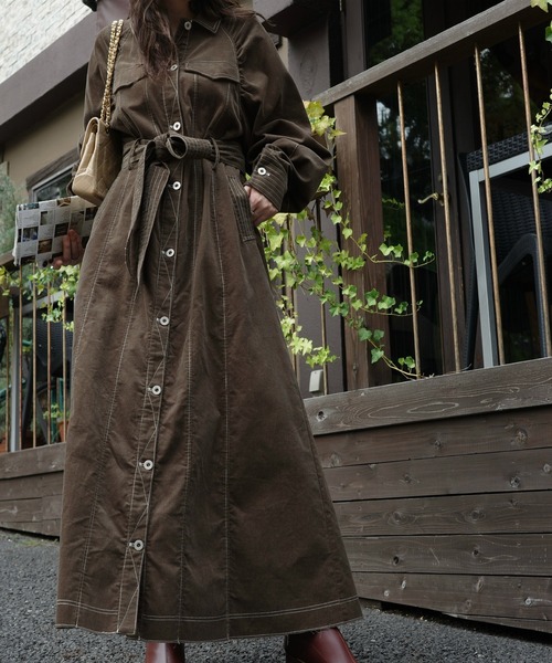 WILLFULLY（ウィルフリー）の「waist ribbon raglan volume sleeve OP（ワンピース・レディース・ブラウン/ブラック・FREE）」の16枚目の写真