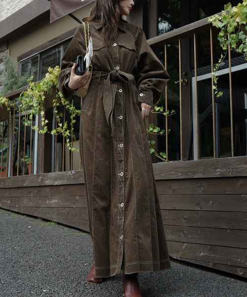 WILLFULLY（ウィルフリー）の「waist ribbon raglan volume sleeve OP（ワンピース・レディース・ブラウン/ブラック・FREE）」の21枚目の写真