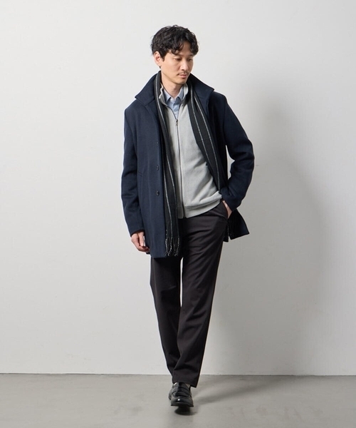 a.v.v(アーヴェヴェ)の「ウールライトビーバースタンドカラーコート(ステンカラーコート・メンズ・ブラック/ネイビー・48/46/52/50)」の3枚目の写真