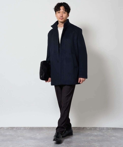a.v.v(アーヴェヴェ)の「ウールライトビーバースタンドカラーコート(ステンカラーコート・メンズ・ブラック/ネイビー・48/46/52/50)」の6枚目の写真