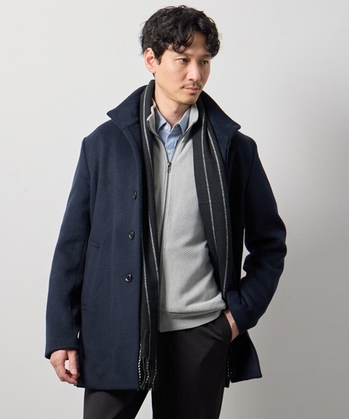 a.v.v(アーヴェヴェ)の「ウールライトビーバースタンドカラーコート(ステンカラーコート・メンズ・ブラック/ネイビー・48/46/52/50)」の12枚目の写真