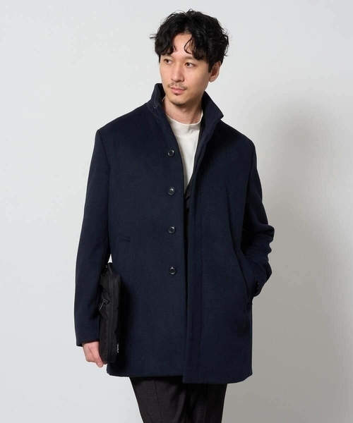a.v.v(アーヴェヴェ)の「ウールライトビーバースタンドカラーコート(ステンカラーコート・メンズ・ブラック/ネイビー・48/46/52/50)」の14枚目の写真