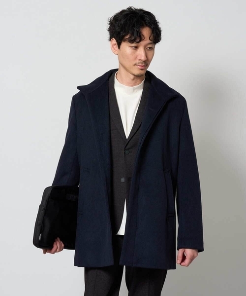 a.v.v(アーヴェヴェ)の「ウールライトビーバースタンドカラーコート(ステンカラーコート・メンズ・ブラック/ネイビー・48/46/52/50)」の21枚目の写真