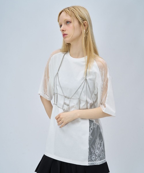 HARE(ハレ)の「レースキリカエラグランTシャツ(HARE)(Tシャツ/カットソー・レディース・ホワイト/グレー/ブルー系その他/ブラック・FREE)」の13枚目の写真
