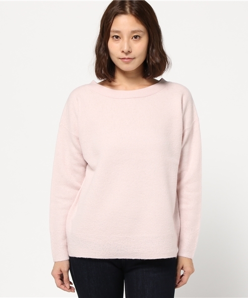 NATURAL BEAUTY BASIC（ナチュラルビューティーベーシック）の「オーバーウォッシュ圧縮ニット（ニット/セーター・レディース・ピンク/グレー系その他/ベージュ・MEDIUM）」の4枚目の写真