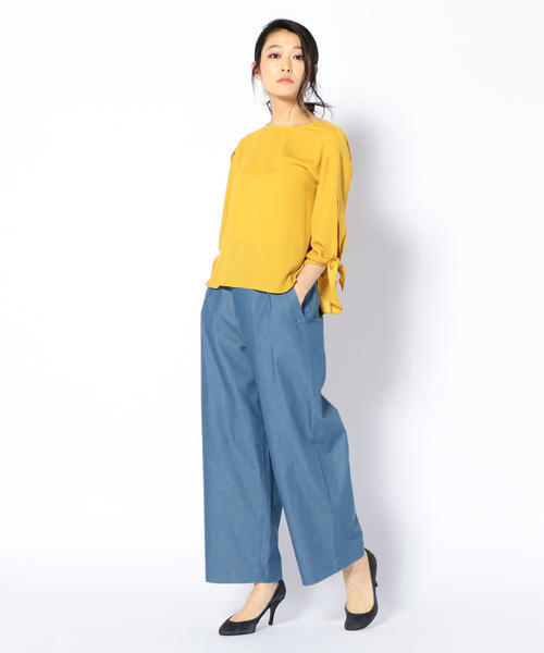 SHIPS（シップス）の「インディゴワイドパンツ（その他パンツ・レディース・スカイブルー/ネイビー・38/36）」の7枚目の写真