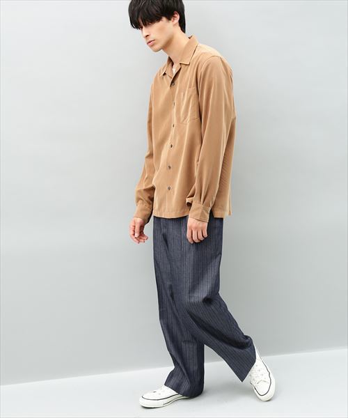 ADAM ET ROPE'（アダムエロペ）の「ロープインディゴピンストライプワイドスラックス（スラックス・メンズ・ネイビー/ブルー系その他2・S/M/L）」の4枚目の写真