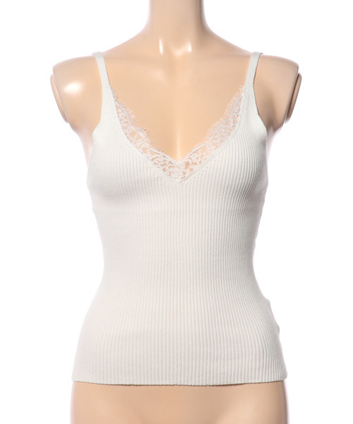 archives（アルシーヴ）の「レース付リブニットキャミ（ニット/セーター・レディース・シルバーグレー/ブラック/オフホワイト・MEDIUM）」の2枚目の写真