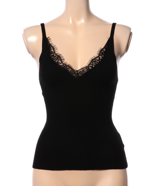 archives（アルシーヴ）の「レース付リブニットキャミ（ニット/セーター・レディース・シルバーグレー/ブラック/オフホワイト・MEDIUM）」の3枚目の写真