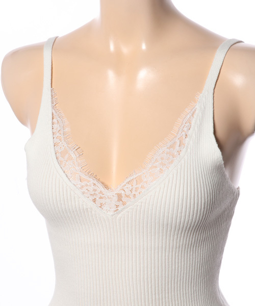 archives（アルシーヴ）の「レース付リブニットキャミ（ニット/セーター・レディース・シルバーグレー/ブラック/オフホワイト・MEDIUM）」の5枚目の写真