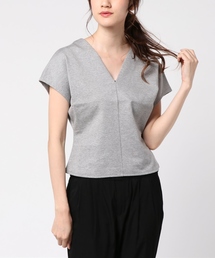 ポンチウエストコンシャスVネックトップス