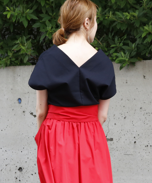 Tiara（ティアラ）の「ポンチウエストコンシャスVネックトップス（Tシャツ/カットソー・レディース・ブラック/アイボリー/ヘザーグレー・FREE）」の22枚目の写真