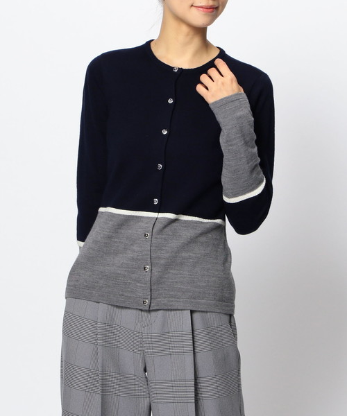 NARACAMICIE（ナラカミーチェ）の「バイカラークルーカーディガン（カーディガン/ボレロ・レディース・ブラック/ネイビー・MEDIUM/LARGE）」の7枚目の写真